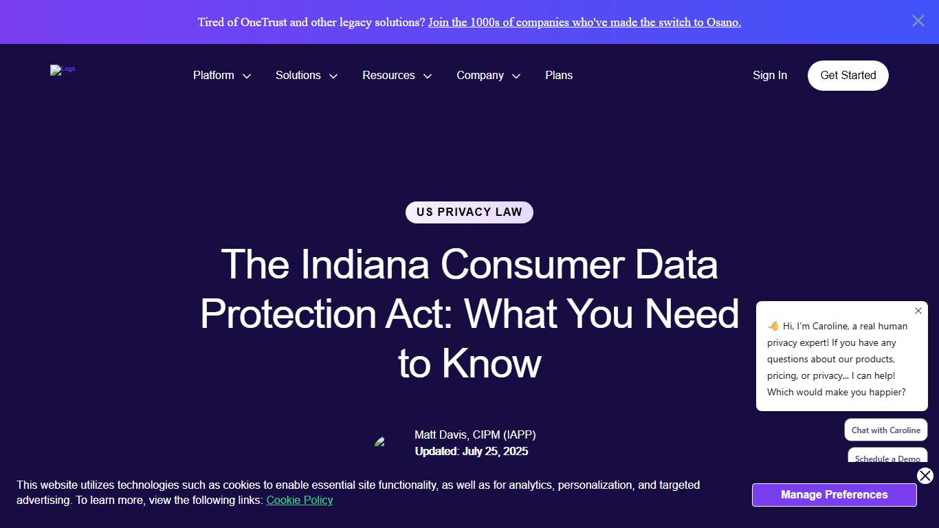 The Indiana Consumer Data Protection Act: What You Need to Know | Osano
