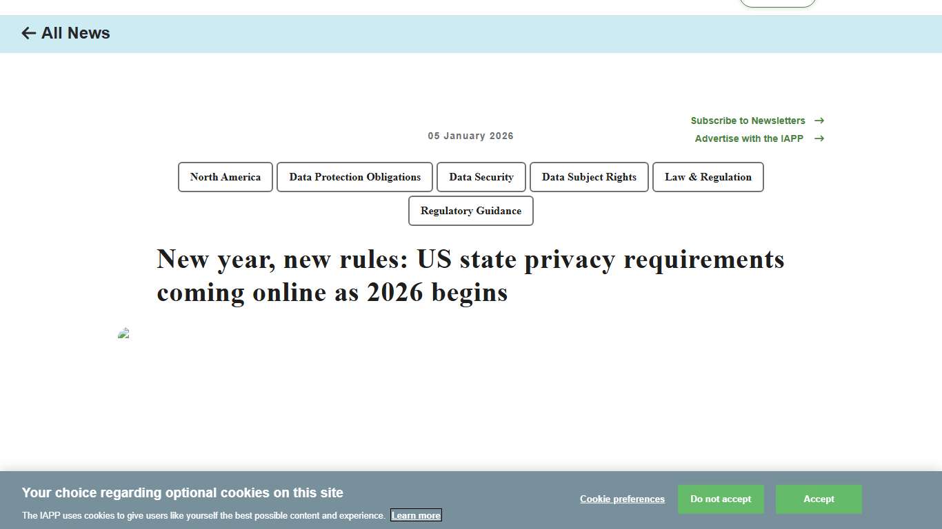 New year, new rules: US state privacy requirements coming online as 2026 begins | IAPP