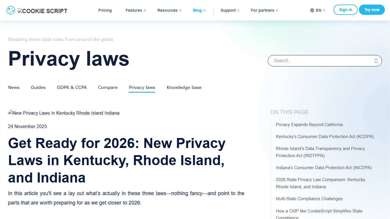 2026 Privacy Laws: KCDPA, RIDTPPA & INCDPA Explained