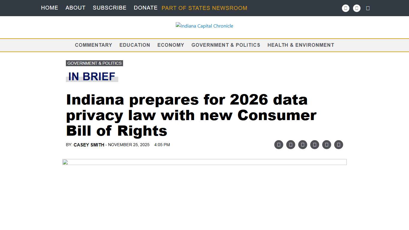 Indiana prepares for 2026 data privacy law with new Consumer Bill of Rights • Indiana Capital Chronicle